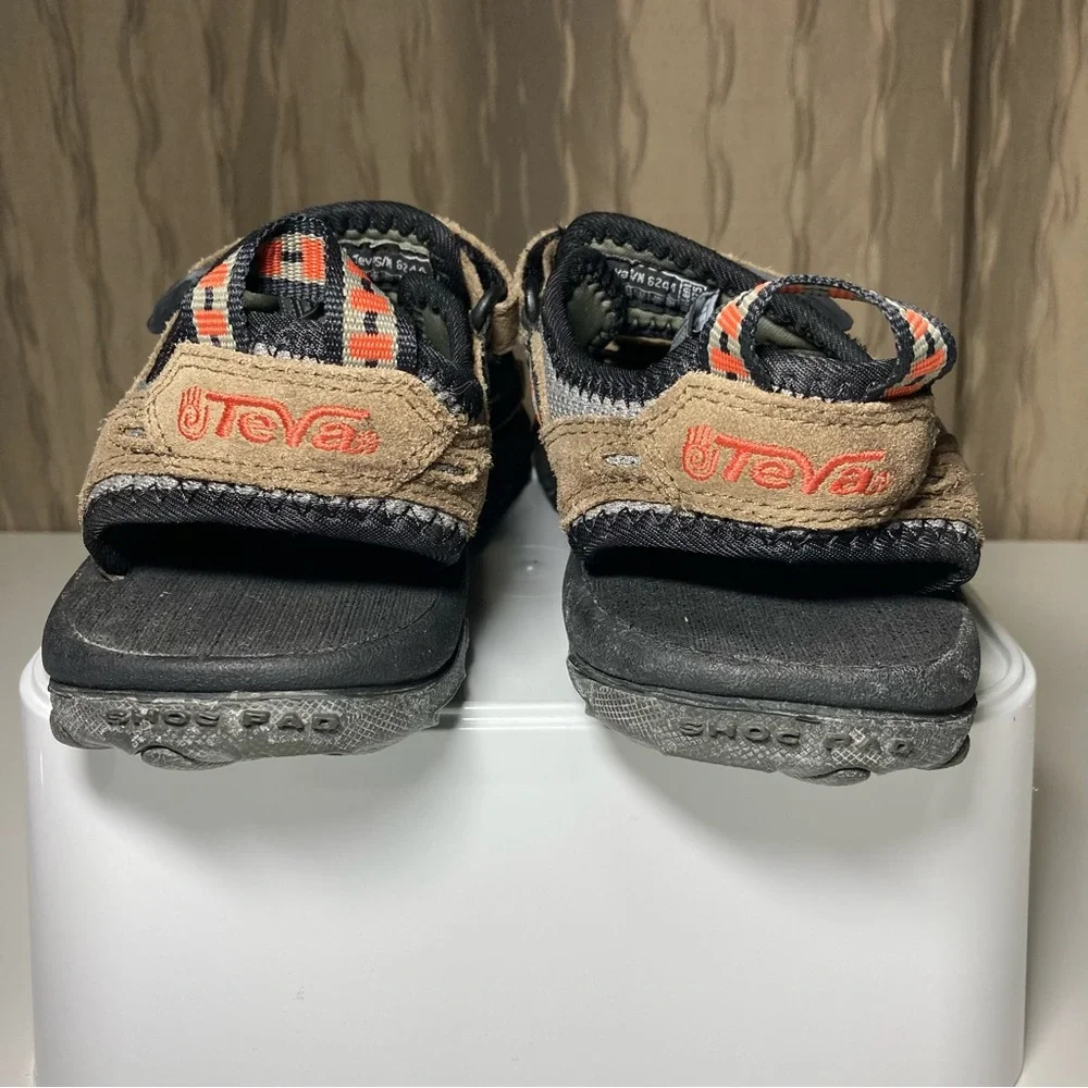 Teva Spoiler II Boy’s 3 Sport Sandals Trail Hiking Tan Black Adjustable Leather